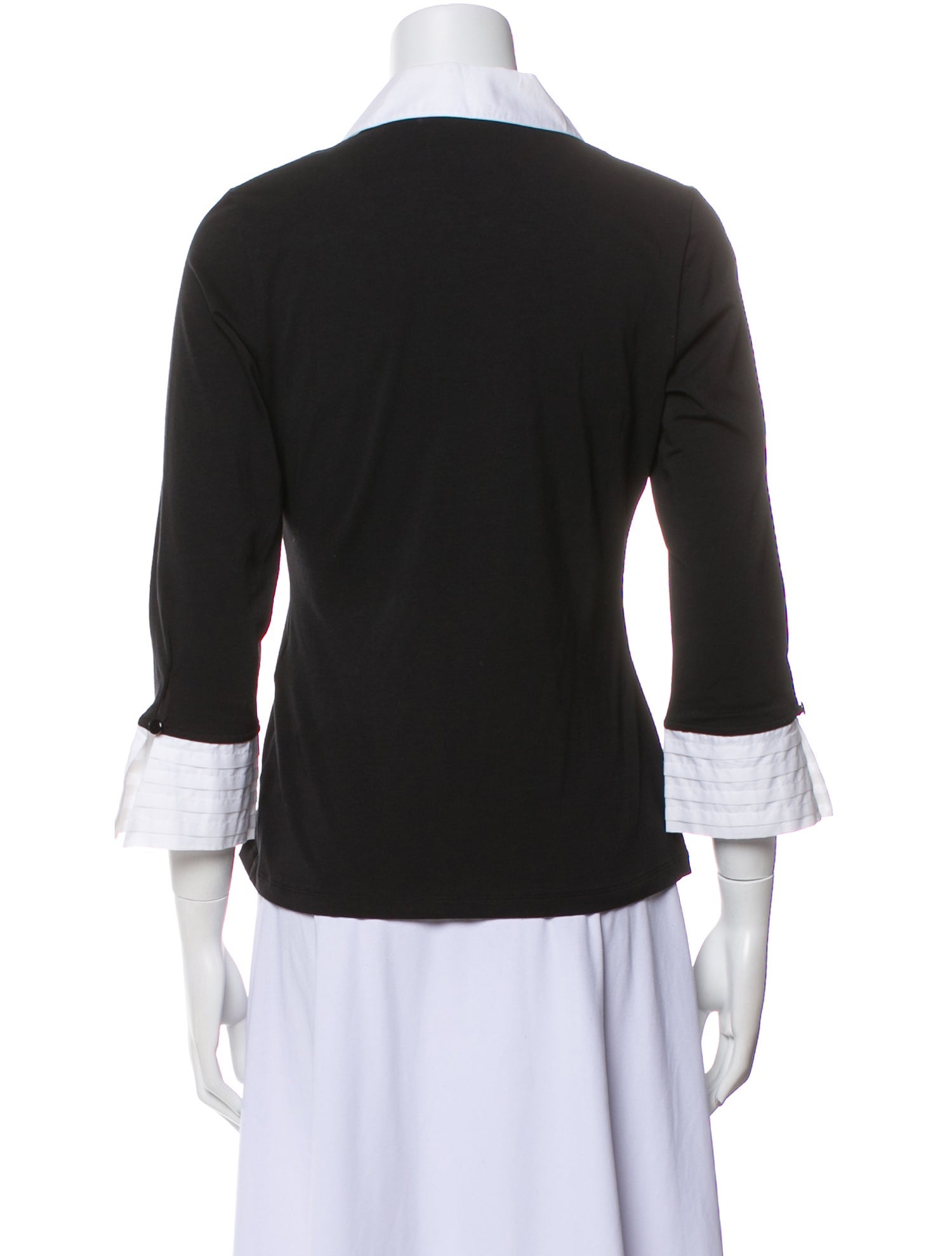 Anne Fontaine V-Neck Three-Quarter Sleeve Top